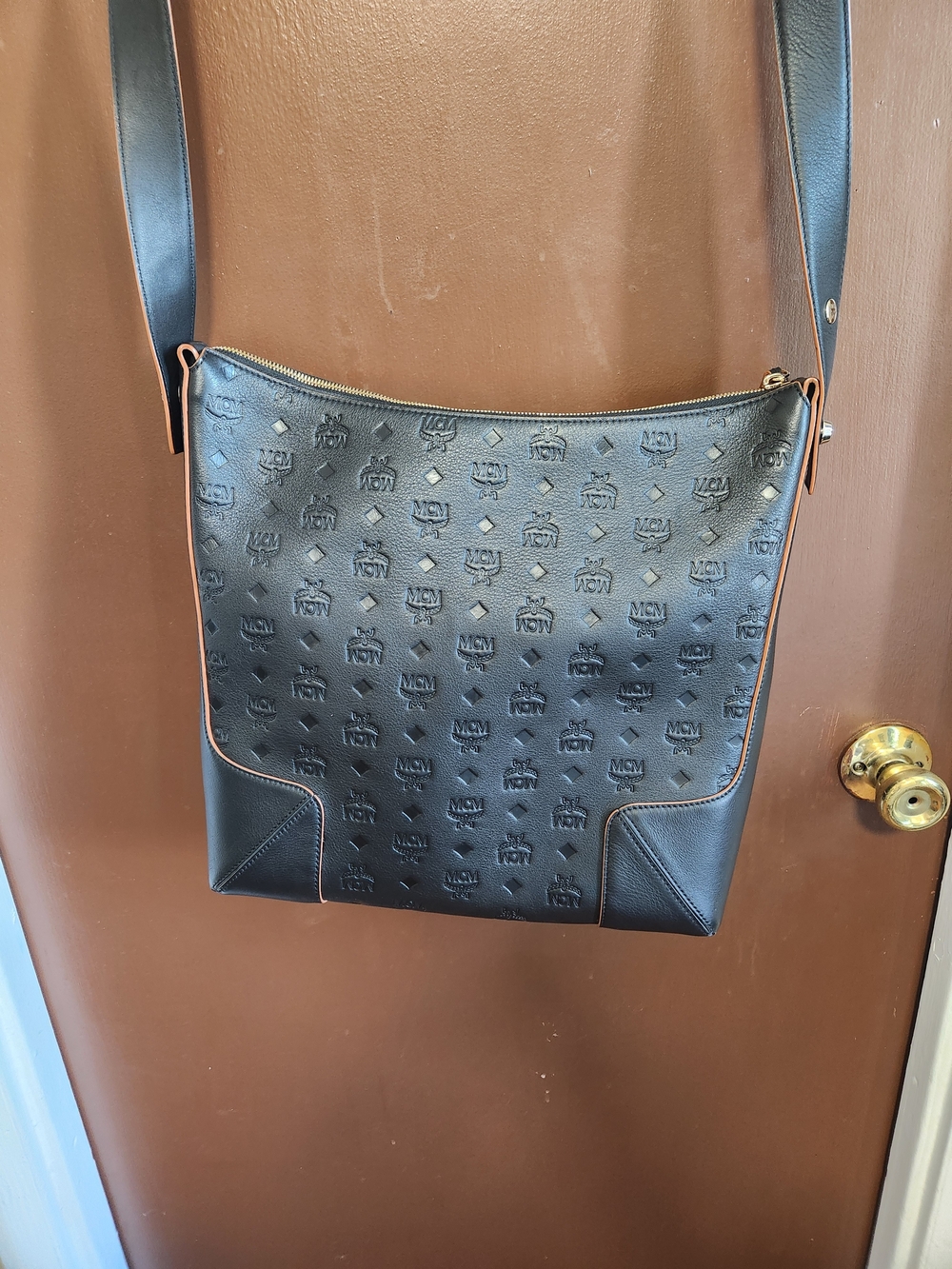 MCM Cognac and Black Logo-Print Interior Panel - Picture 3 of 7